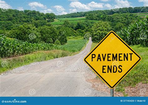 pavement ends sign stock photo image