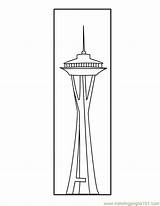 Seattle Coloring Buildings Printable Color Architecture sketch template