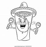 Burrito Maracas Sombrero Coloring sketch template