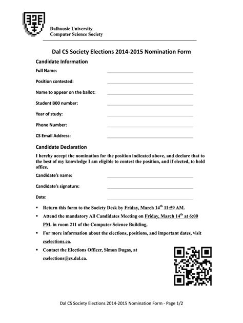election nomination form  fill  printable fillable blank