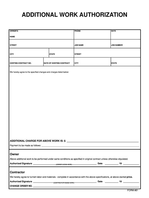 Architets Additional Work Authorization Fill Out And Sign Online Dochub