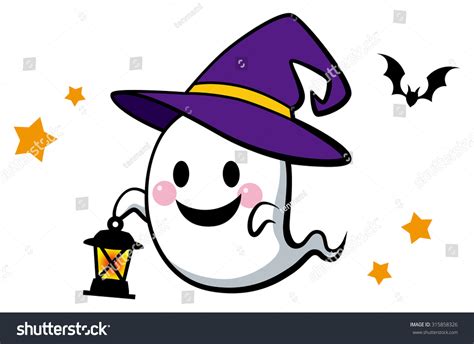 halloween cute ghost with lantern color stock vector