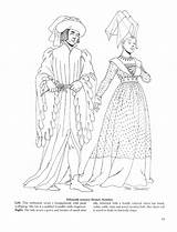 Coloring Medieval Fashions Book Pages Fashion Renaissance Visit Clothing sketch template