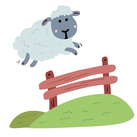 premium vector cute sheep jumping   fence