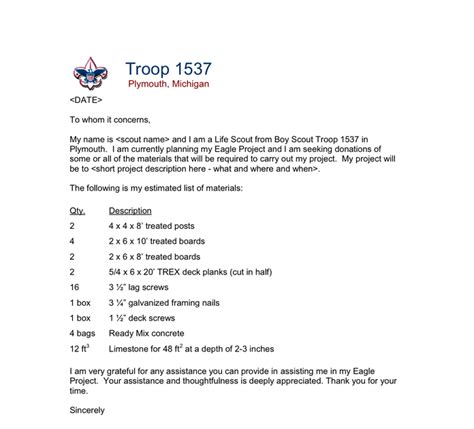 eagle scout donation letter template resignation letter