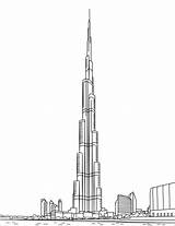 Burj Khalifa Dubai Coloring Sketch Drawing Pages Building Drawings Uae Supercoloring Arab Architecture Printable Buildings Al Kids City Doodle Emirates sketch template