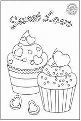 Coloring Pages Cute Valentine Cupcake Cupcakes Valentines Kids Fun Grab Pencils Sweet Just So sketch template