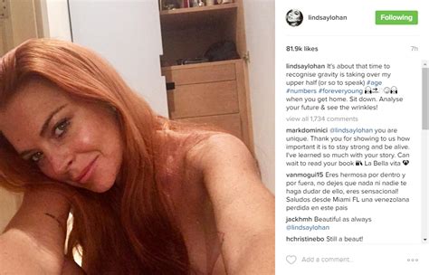 lindsay lohan posts topless selfie to embrace her wrinkles and gravity taking over upper half