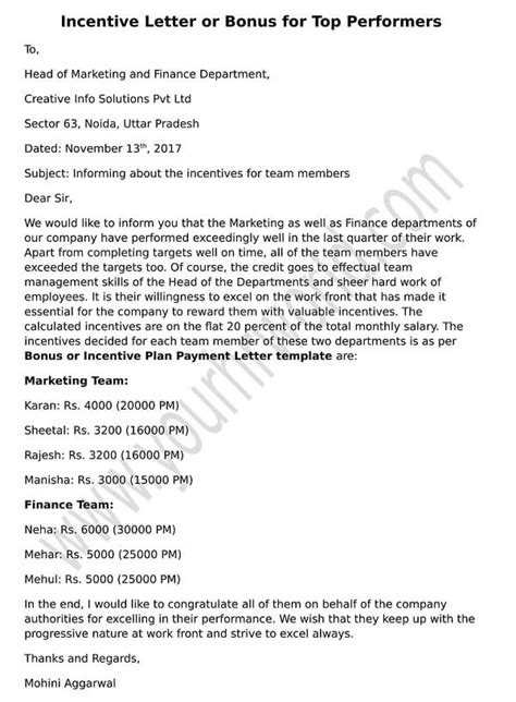 bonus letter  employee collection letter template collection