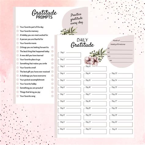 printable gratitude journal  prompts leap  faith crafting