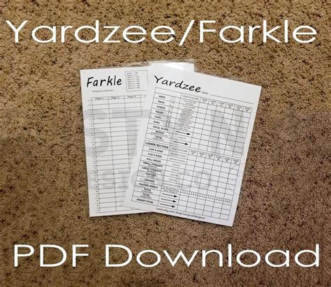 yardzeefarkle  rules scorecard   printable etsy