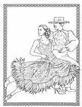 Coloring Pages Dancers Adult Book Costumes Flamenco Books sketch template