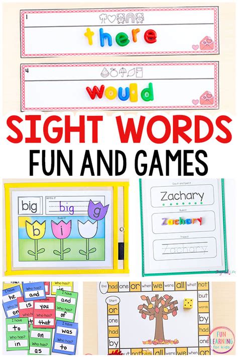 fun sight word games  kids  kindergarten  grade