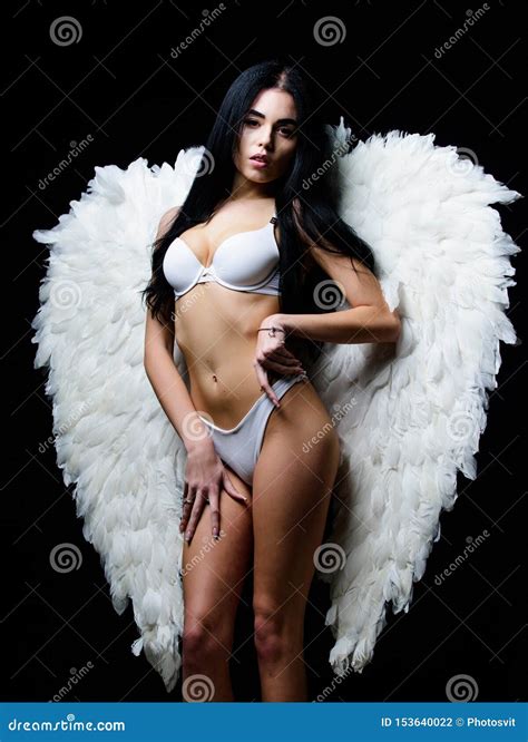 fallen angel attractive sensual woman angel wings innocent pure girl