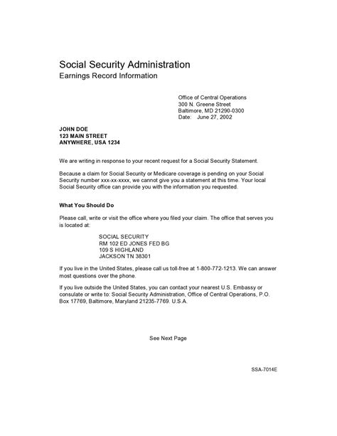 social security number verification letters templatelab