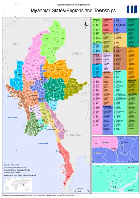 document administrative map myanmar state region  townships