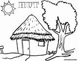 Coloring Hut Pages African Tiki Popular sketch template