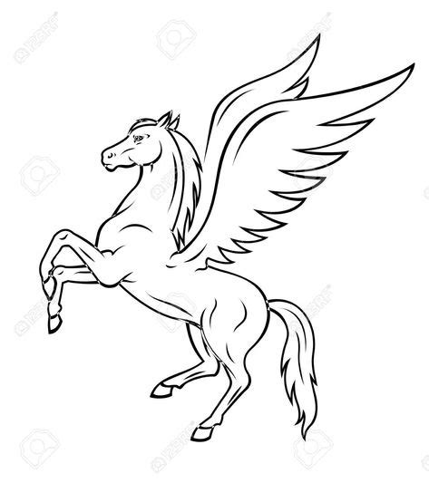 coloring pages white pegasus horse  wings vector illustration