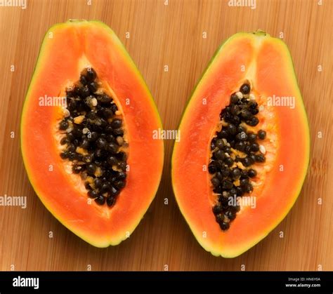 papaya fruit cut open stock photo alamy