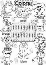 Colors Wordsearch Basic Worksheet Worksheets Colours Vocabulary sketch template
