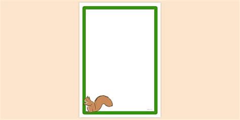 simple blank squirrel  big tail page border twinkl