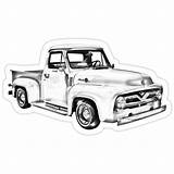Ford F100 Truck Pickup 1955 Illustration Redbubble sketch template