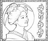Geisha Coloring Pages Traditional Drawing Getdrawings sketch template