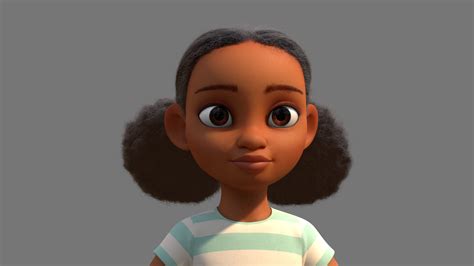 Animated Black Girl With Curly Hair Cartoon