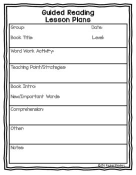 guided reading lesson plan template   level freebie tpt