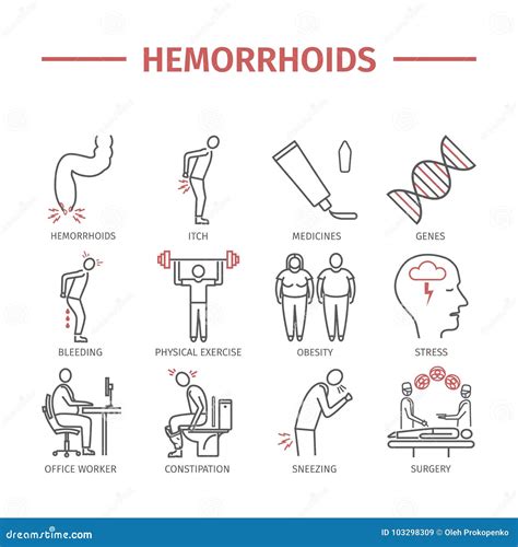 hemorrhoids line icon infographics vector signs for web graphics