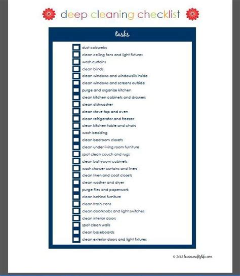 printable deep cleaning checklist   home pinterest