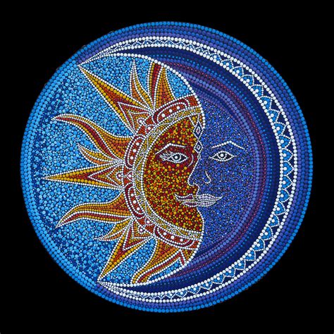 sun  moon mandala acrylic original painting dotting spiritual art