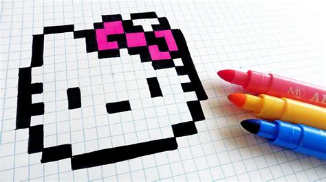 handmade pixel art   draw  kitty pixelart pixel kunst ideen fuers zeichnen