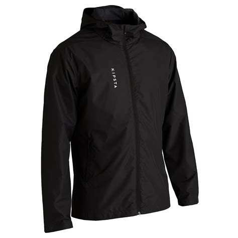 adult football waterproof jacket black decathlon