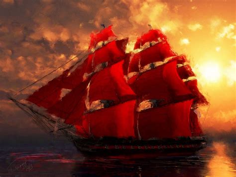red dawn boat painting tall ships sailing