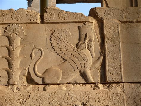 bas relief showing  sphynx decorating  north wall   apadana terrace persepolis sphinx
