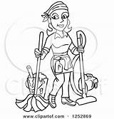 Clipart Mopping Woman Housekeeper Cartoon Vacuuming Illustration Lafftoon Royalty Vacuum Cleaner Vector Poster Nose Stuck Print Man His Clipartof sketch template