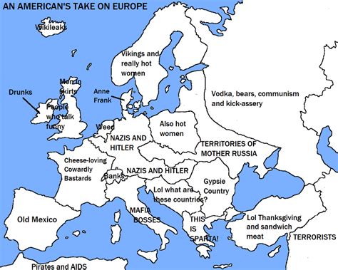 my american stereotype map of europe funny