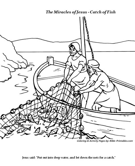 miracle   catch  fish coloring pages  jesus coloring