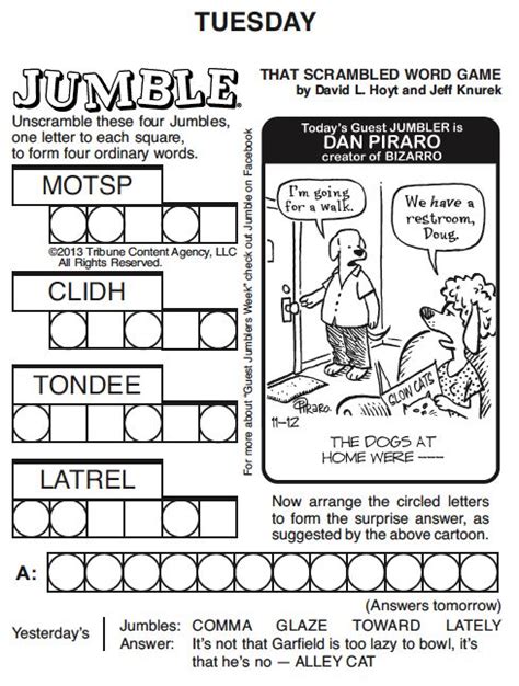 printable jumble puzzle  today