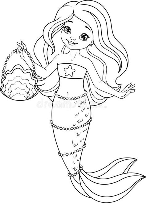 cute mermaid coloring pages cute mermaid coloring page stock vector