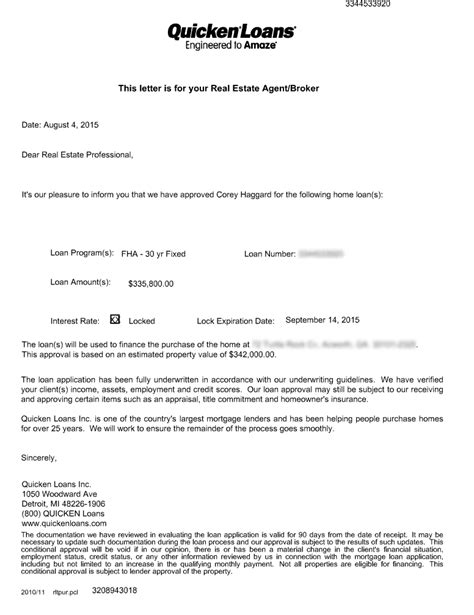 mortgage commitment letter sample  template