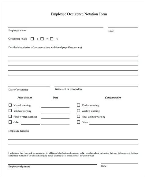Employee Write Up Form Sample Mous Syusa