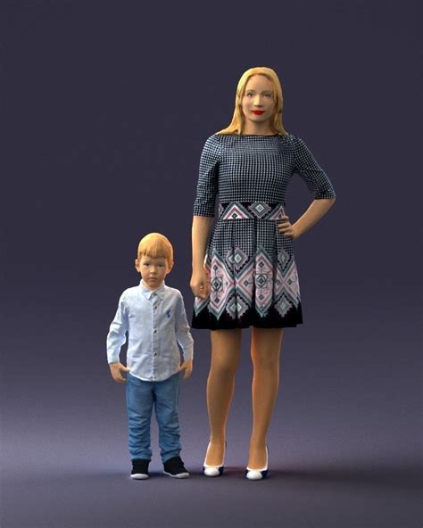businesswoman mother and son 0045 3d print ready