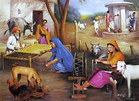 Pin By Buggy Biggy On Punjabi Culture India Painting Village Scene