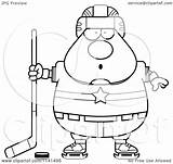 Hockey Player Clipart Chubby Surprised Man Cartoon Cory Thoman Outlined Coloring Vector sketch template