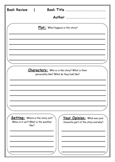 printable book review template