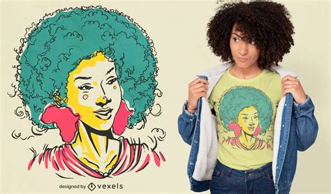 Black Woman Africa Earrings T Shirt Design Vector Download