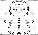 Gingerbread Man Mascot Mad Happy Clipart Cartoon Coloring Grinning Cory Thoman Outlined Vector Royalty Clipartof sketch template