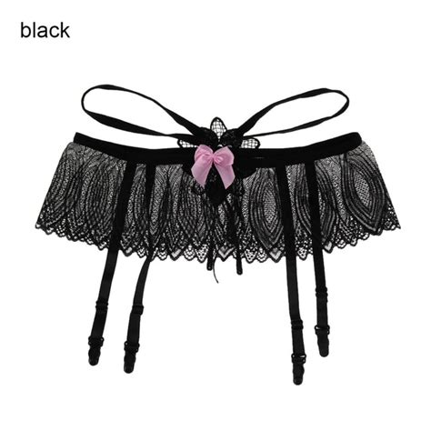 fashion sexy garter belt women lace floral bow suspenders strap hollow